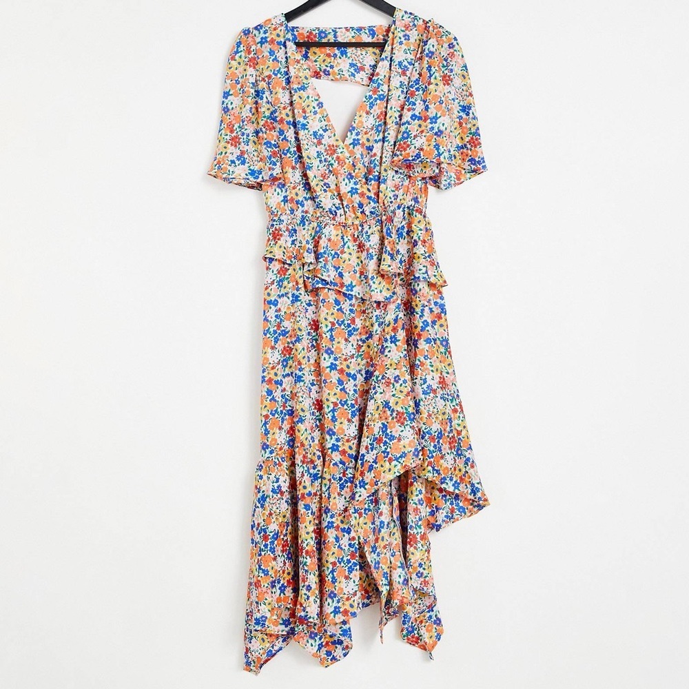Vibrant Floral Topshop Tiered Dress - 12
